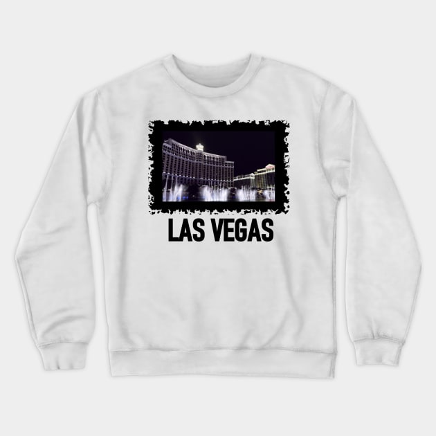 LAS Vegas Bellagio And Caesars Palace Typography Crewneck Sweatshirt by SartorisArt1